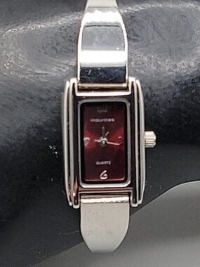 Maurice Ladies Watch Red Face Quartz Bracelet 6.5" 17mm Rectangle Face